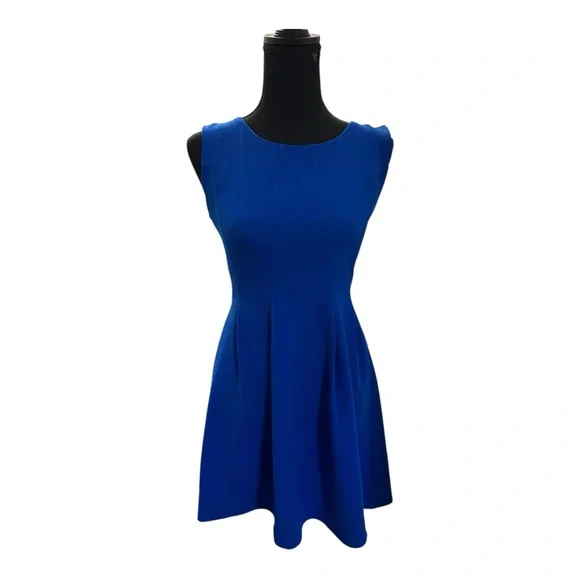 GB Royal Blue Sleeveless Pleated Dress w Gold Zipper - Picture 5 of 10